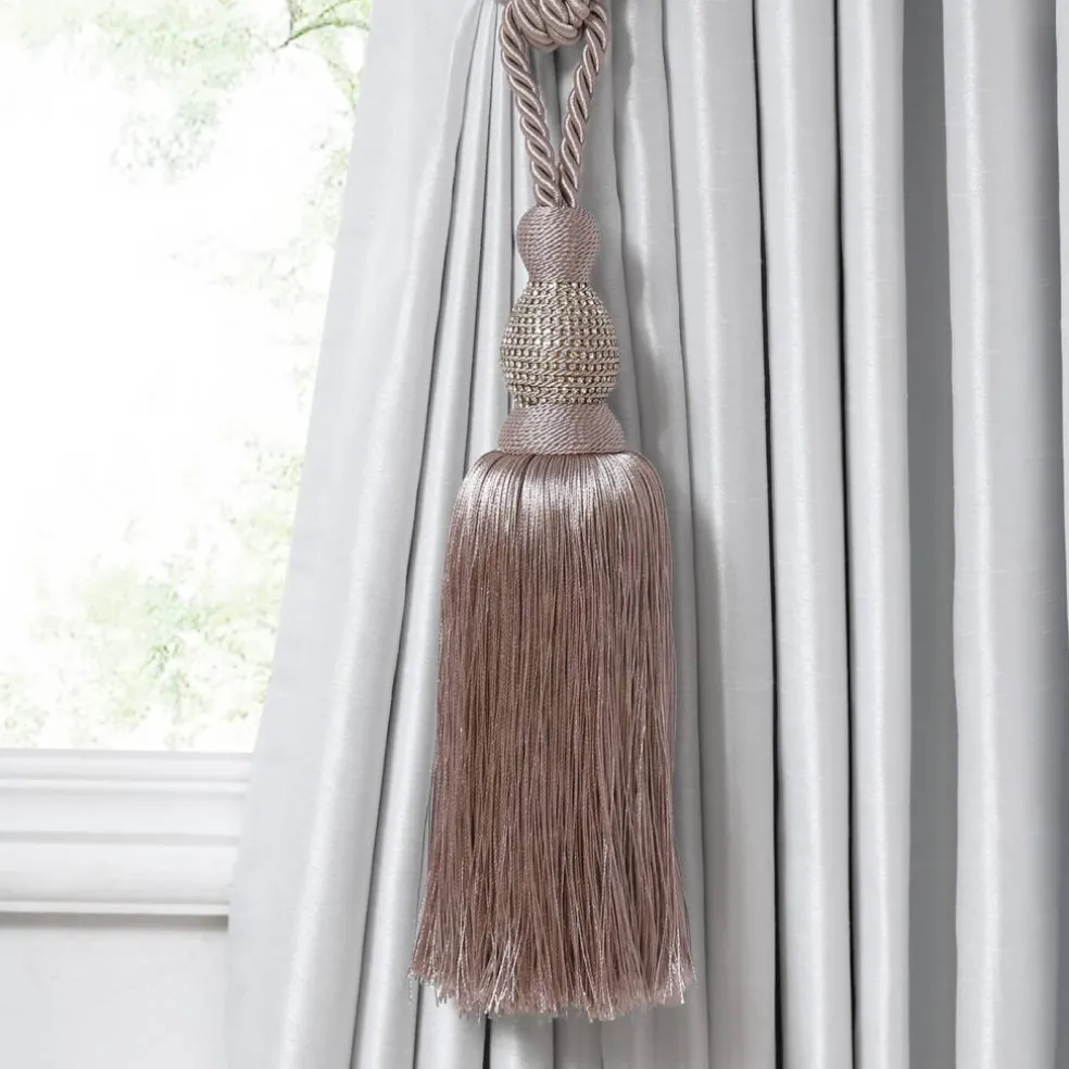 Threadmade Julia Rhinestone Tassel Curtain Tieback, Mauve - One Size