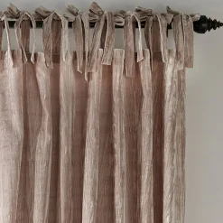 Threadmade Korena Tie-Top Crushed Velvet Window Curtain, Taupe - 52"W x 84"L