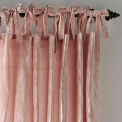 Threadmade Korena Tie-Top Crushed Velvet Window Curtain, Taupe - 52