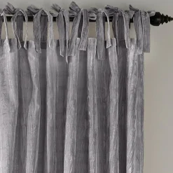 Threadmade Korena Tie-Top Crushed Velvet Window Curtain, Taupe - 52