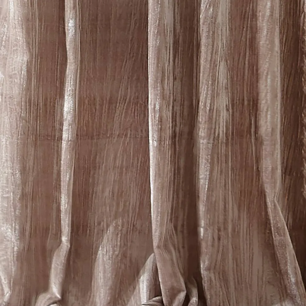 Threadmade Korena Tie-Top Crushed Velvet Window Curtain, Taupe - 52"W x 84"L
