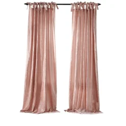 Threadmade Korena Tie-Top Crushed Velvet Window Curtain, Taupe - 52