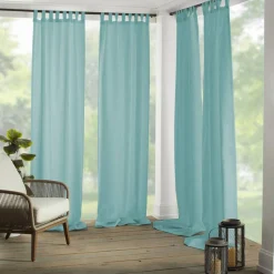 Threadmade Matine Solid Tab Top Indoor/Outdoor Window Curtain, Gray - 52"W x 84"L