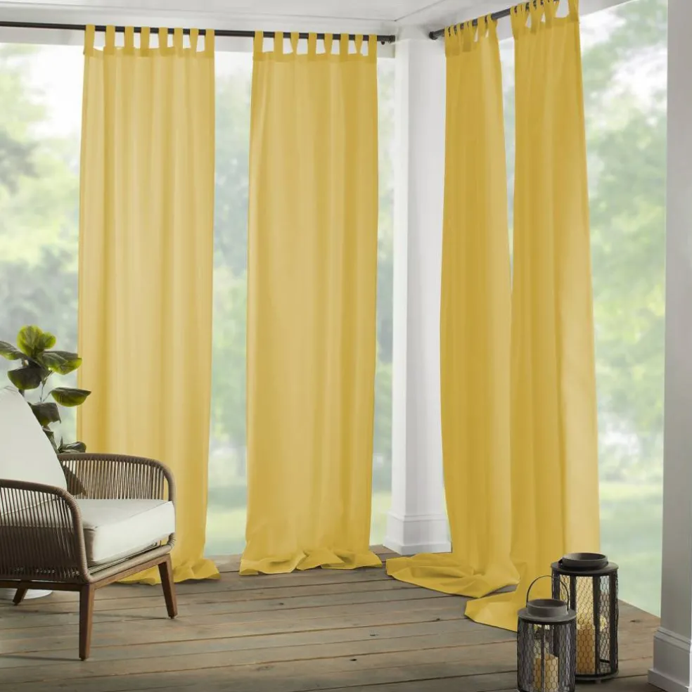 Threadmade Matine Solid Tab Top Indoor/Outdoor Window Curtain, Gray - 52"W x 84"L