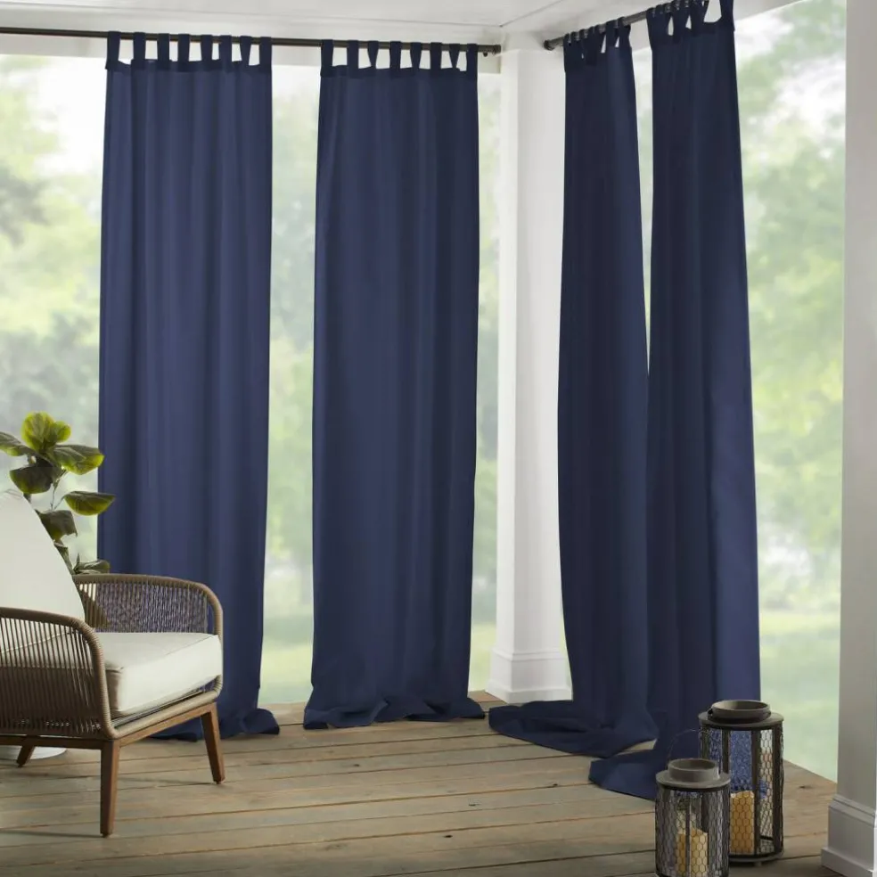 Threadmade Matine Solid Tab Top Indoor/Outdoor Window Curtain, Gray - 52"W x 84"L