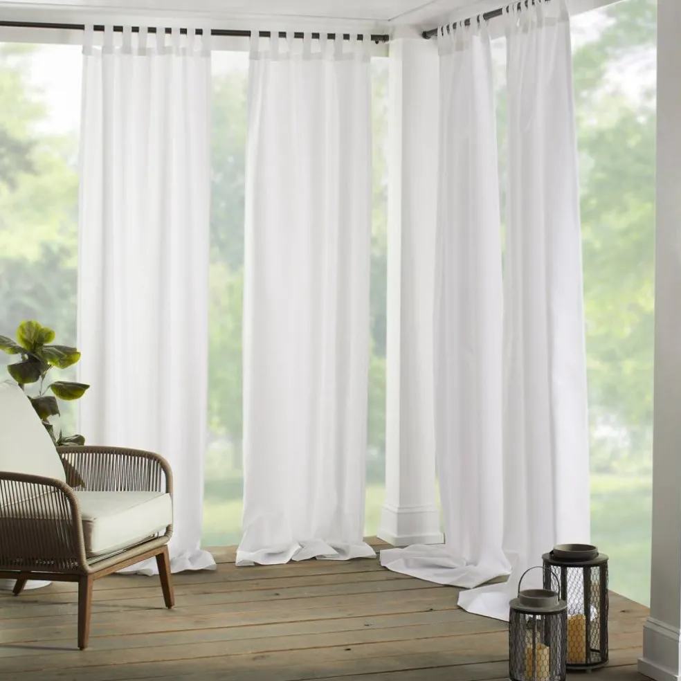 Threadmade Matine Solid Tab Top Indoor/Outdoor Window Curtain, Gray - 52"W x 84"L