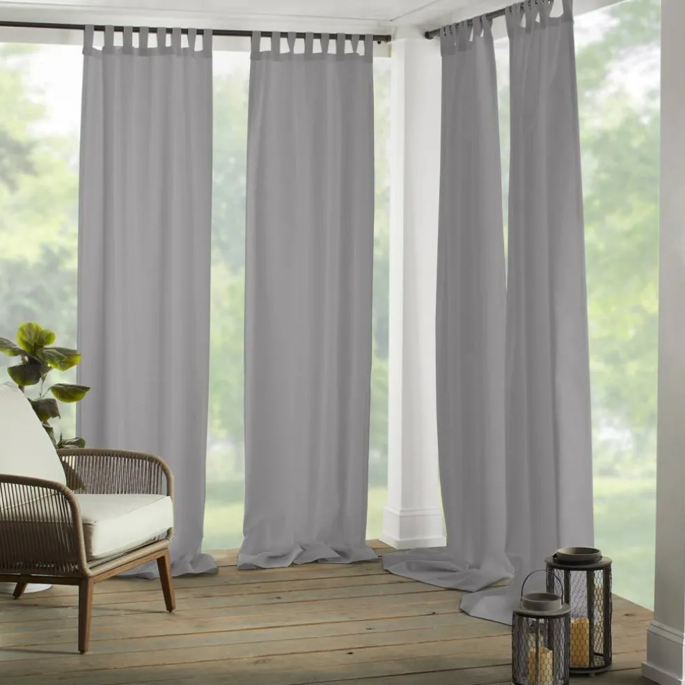 Threadmade Matine Solid Tab Top Indoor/Outdoor Window Curtain, Gray - 52"W x 84"L