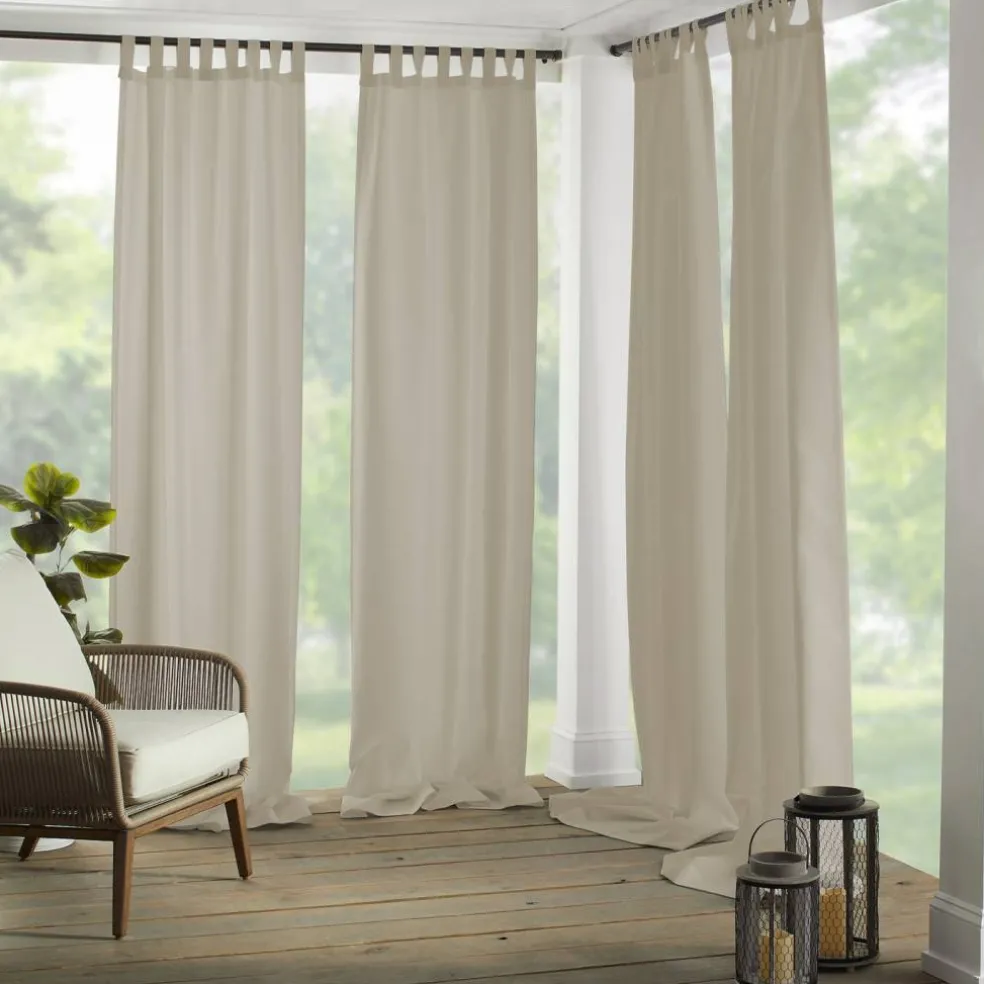 Threadmade Matine Solid Tab Top Indoor/Outdoor Window Curtain, Gray - 52"W x 84"L