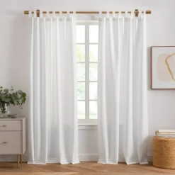 Threadmade Matine Solid Tab Top Indoor/Outdoor Window Curtain, Gray - 52