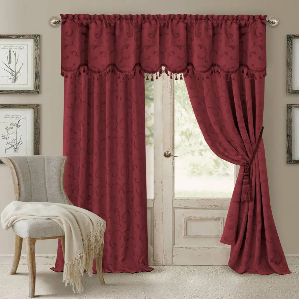 Threadmade Mia Beaded Scallop Valance, Blue - 52"W x 19"L