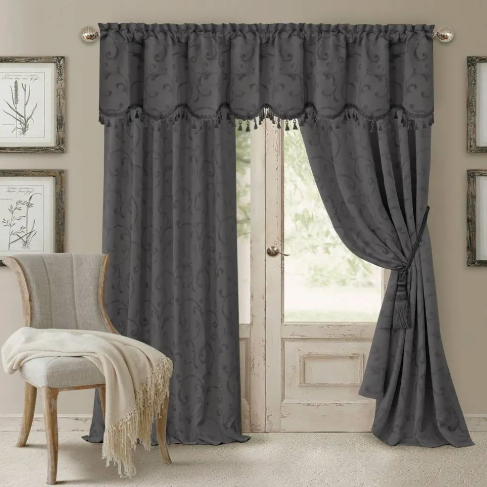Threadmade Mia Beaded Scallop Valance, Blue - 52"W x 19"L