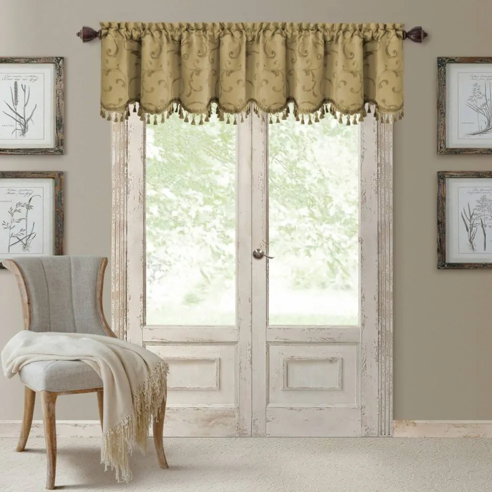 Threadmade Mia Beaded Scallop Valance, Blue - 52"W x 19"L