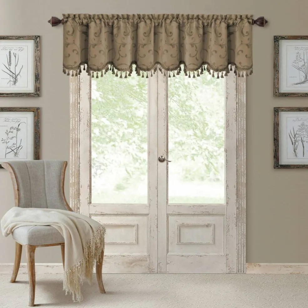 Threadmade Mia Beaded Scallop Valance, Blue - 52"W x 19"L