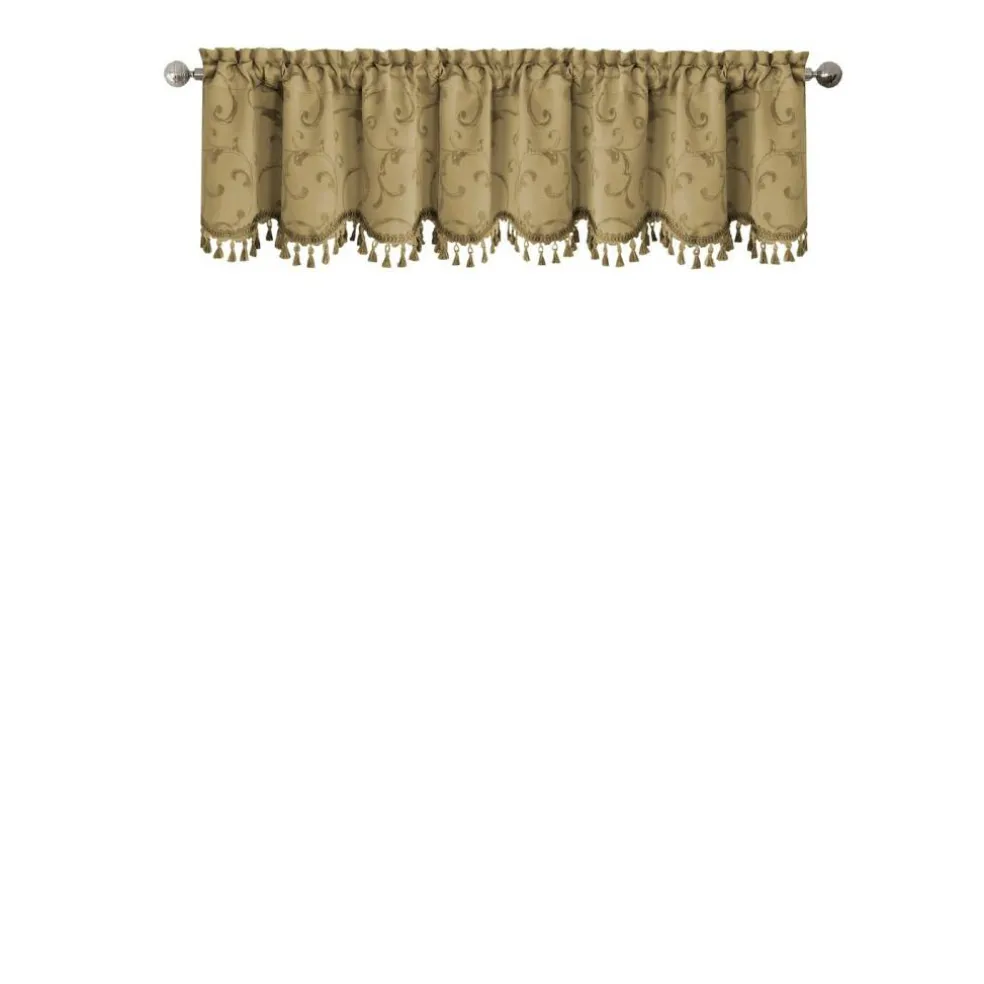 Threadmade Mia Beaded Scallop Valance, Blue - 52"W x 19"L
