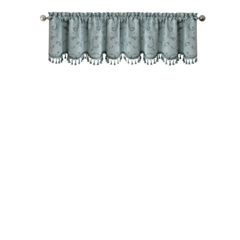 Threadmade Mia Beaded Scallop Valance, Blue - 52"W x 19"L
