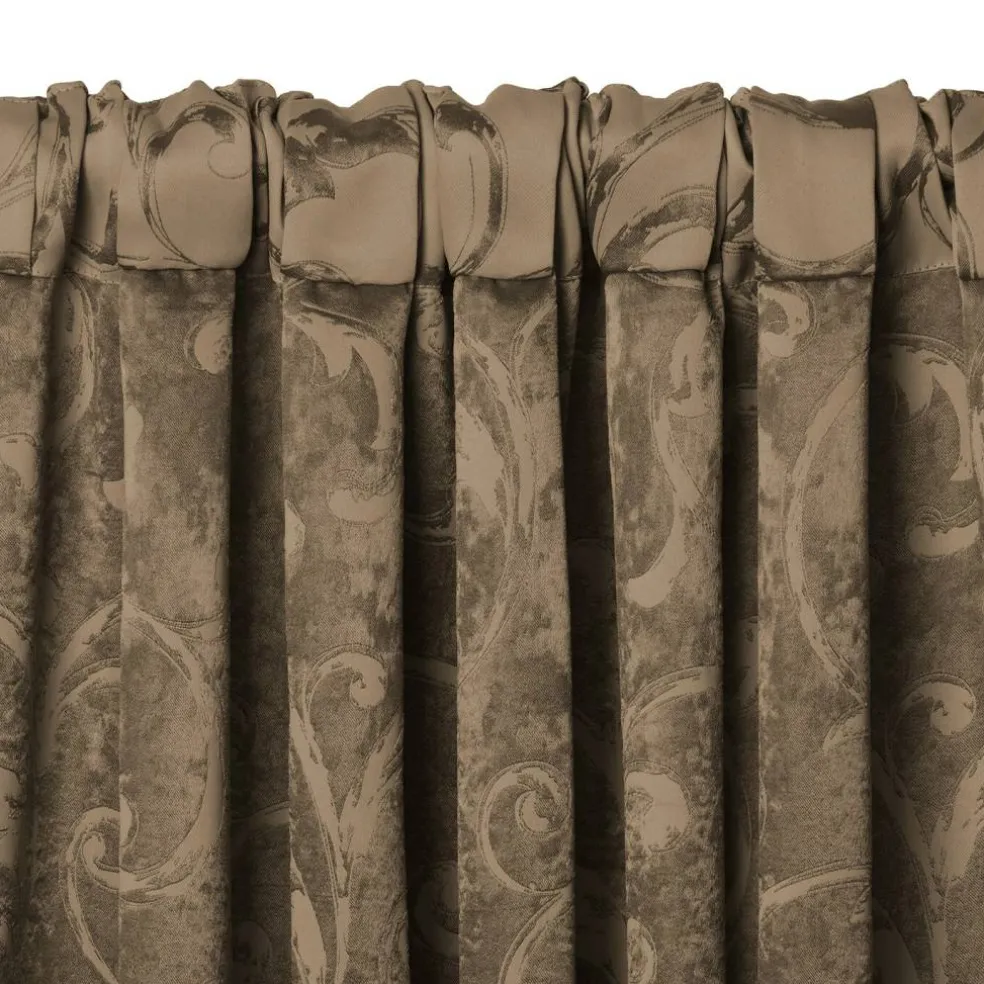 Threadmade Mia Jacquard Scroll Blackout Window Curtain, Gray - 52"W x 84"L