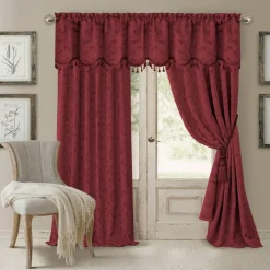 Threadmade Mia Jacquard Scroll Blackout Window Curtain, Gray - 52