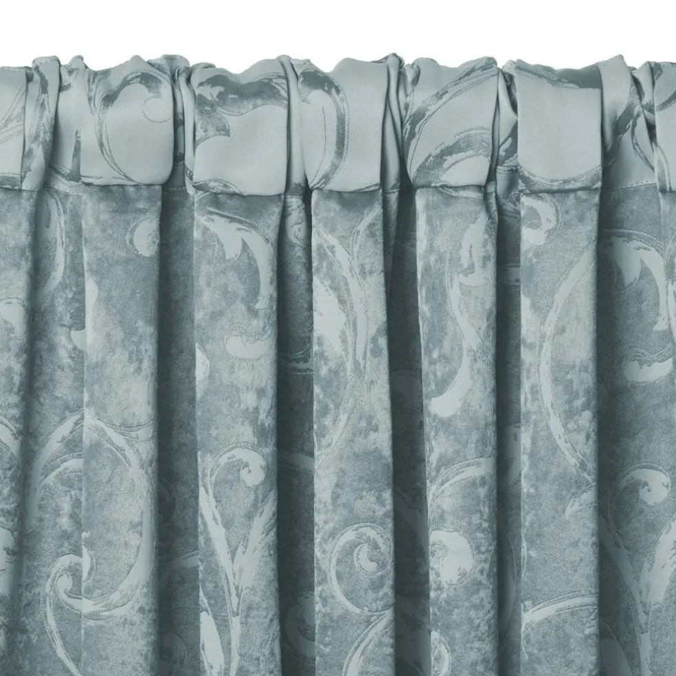 Threadmade Mia Jacquard Scroll Blackout Window Curtain, Gray - 52"W x 84"L