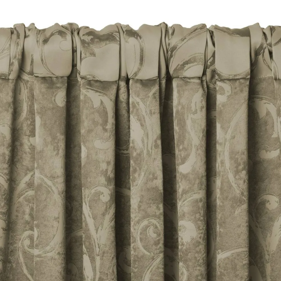 Threadmade Mia Jacquard Scroll Blackout Window Curtain, Gray - 52"W x 84"L