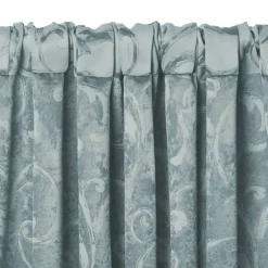 Threadmade Mia Jacquard Scroll Blackout Window Curtain, Gray - 52
