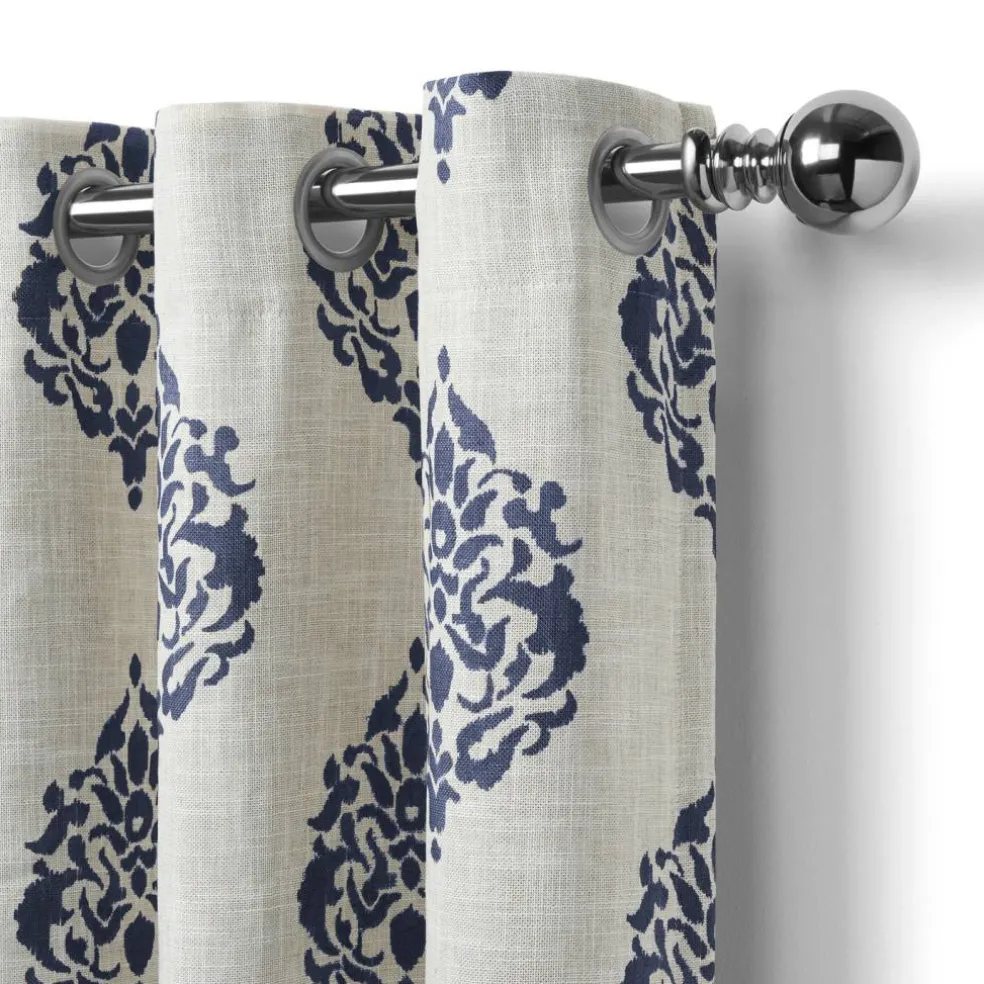 Threadmade Navara Medallion Room Darkening Window Curtain, Cinnamon - 52"W x 84"L
