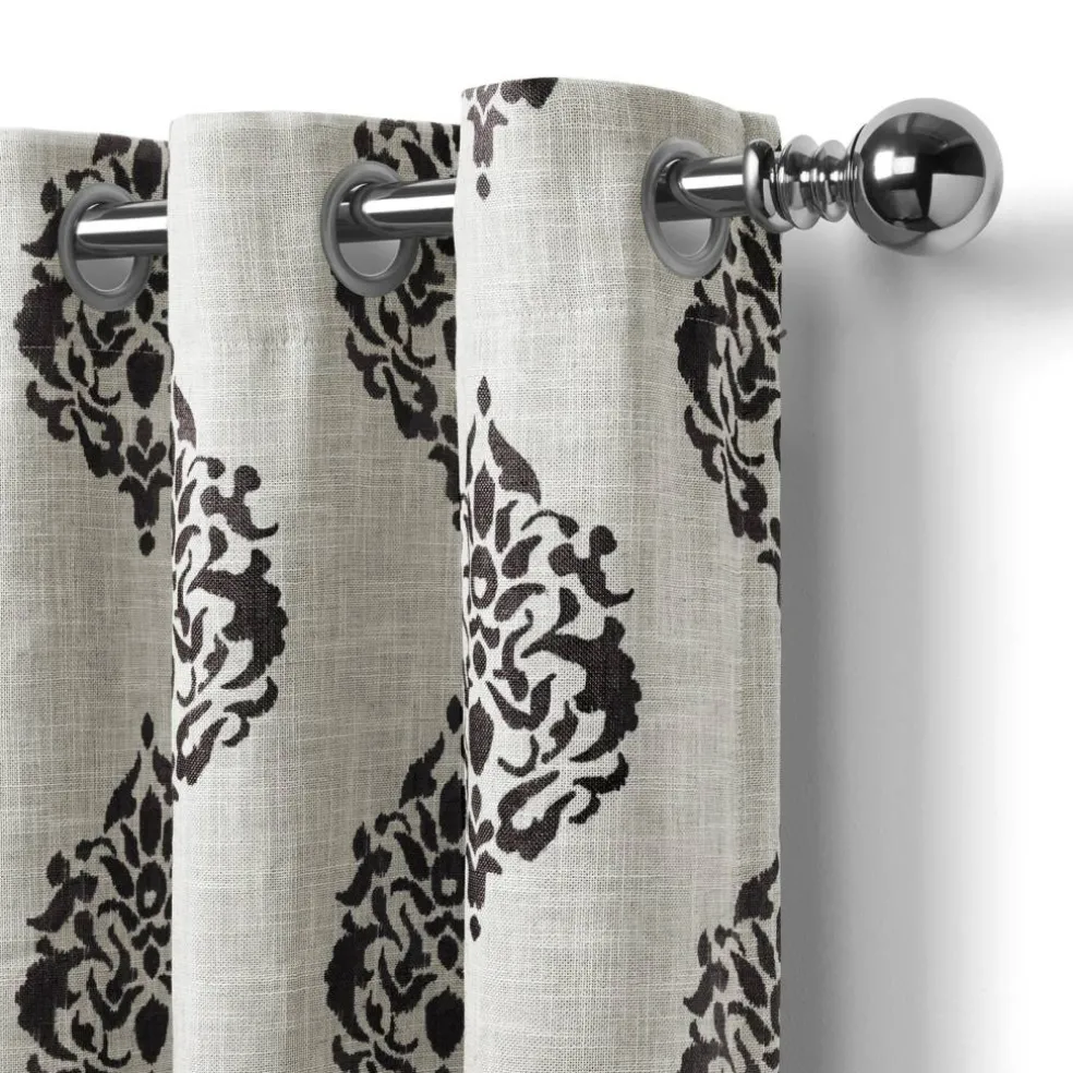 Threadmade Navara Medallion Room Darkening Window Curtain, Cinnamon - 52"W x 84"L