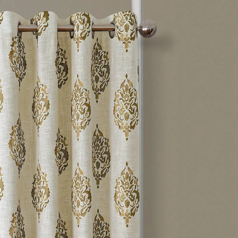 Threadmade Navara Medallion Room Darkening Window Curtain, Cinnamon - 52"W x 84"L