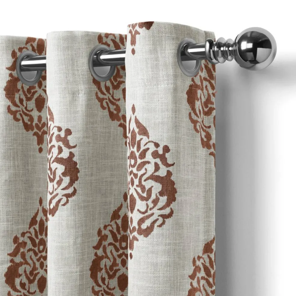 Threadmade Navara Medallion Room Darkening Window Curtain, Cinnamon - 52"W x 84"L