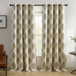 Threadmade Navara Medallion Room Darkening Window Curtain, Cinnamon - 52