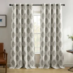 Threadmade Navara Medallion Room Darkening Window Curtain, Cinnamon - 52