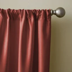 Threadmade Versailles Faux Silk Blackout Window Curtain, Ivory - 52"W x 95"L