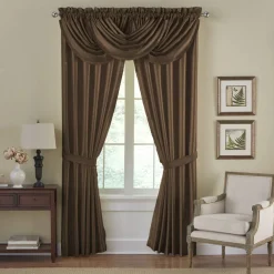 Threadmade Versailles Faux Silk Blackout Window Curtain, Ivory - 52