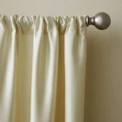 Threadmade Versailles Faux Silk Blackout Window Curtain, Ivory - 52