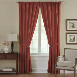 Threadmade Versailles Faux Silk Blackout Window Curtain, Ivory - 52