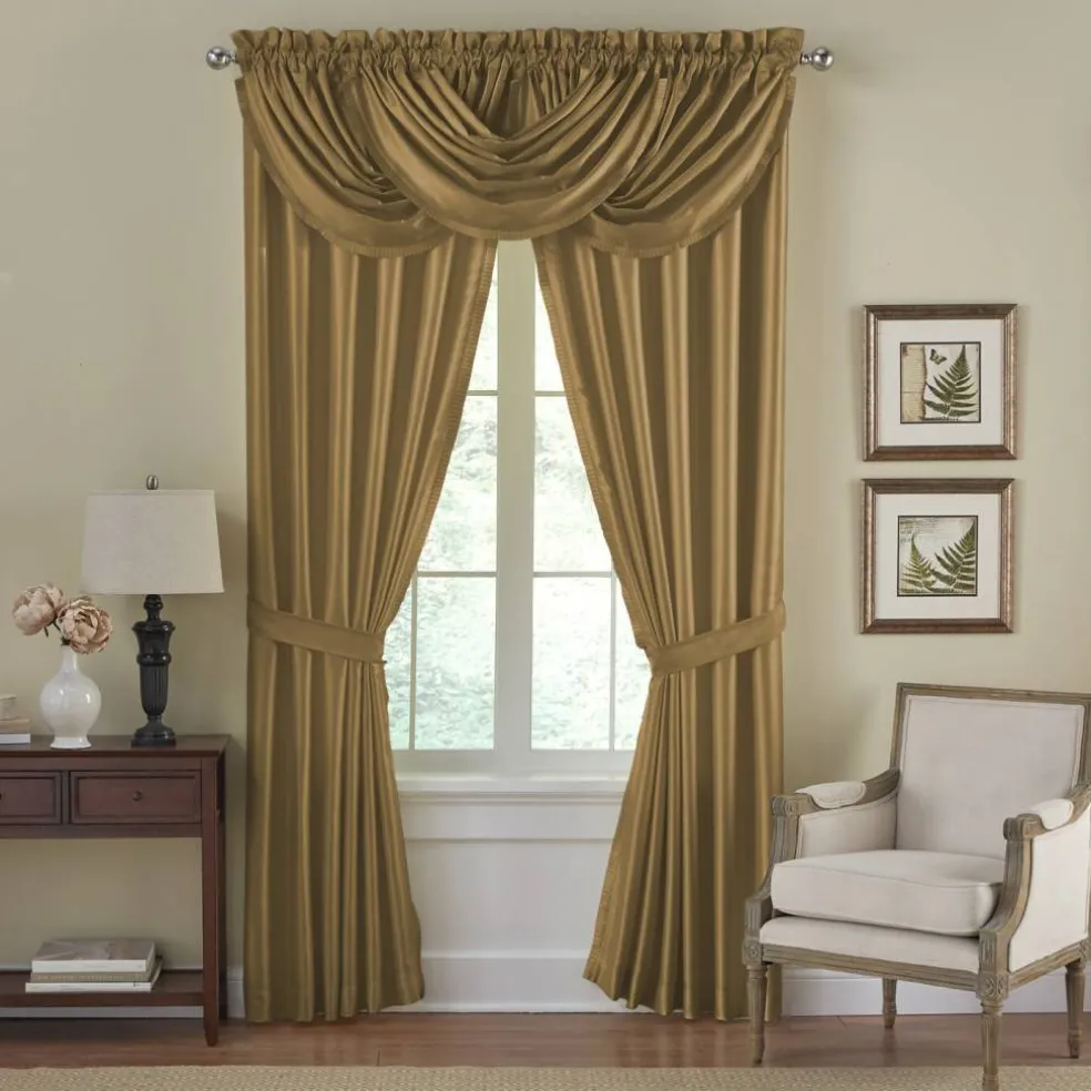 Threadmade Versailles Faux Silk Blackout Window Curtain, Ivory - 52"W x 95"L