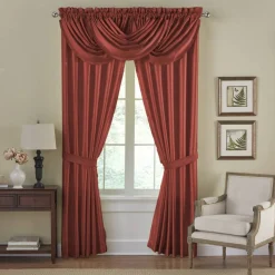 Threadmade Versailles Faux Silk Blackout Window Curtain, Ivory - 52