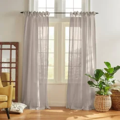 Threadmade Vienna Tie-Top Sheer Window Curtain, Off-White - 52"W x 95"L