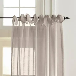 Threadmade Vienna Tie-Top Sheer Window Curtain, Off-White - 52