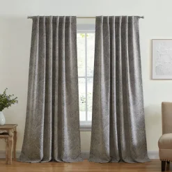 Threadmade Vittoria Paisley Printed Blackout Curtain Panel, Blue - 52"W x 84"L