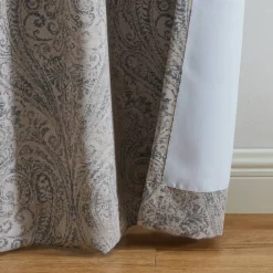 Threadmade Vittoria Paisley Printed Blackout Curtain Panel, Blue - 52