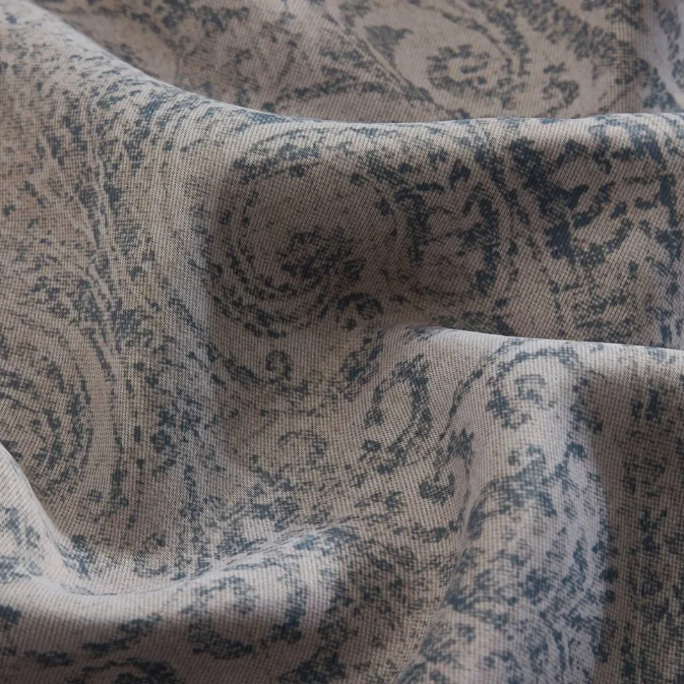 Threadmade Vittoria Paisley Printed Blackout Curtain Panel, Blue - 52"W x 84"L