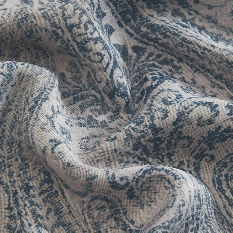Threadmade Vittoria Paisley Printed Blackout Curtain Panel, Blue - 52"W x 84"L