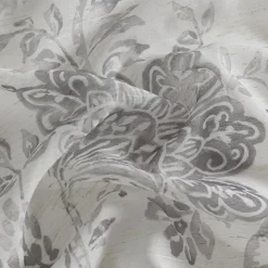 Threadmade Westport Floral Tie-Top Sheer Window Curtain, Gray - 52