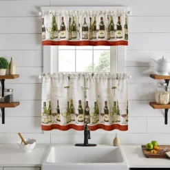 Threadmade Wine Tasting 3-Piece Kitchen Curtain Tier Set & Valance, Multicolor - 60