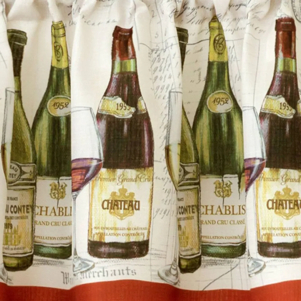 Threadmade Wine Tasting 3-Piece Kitchen Curtain Tier Set & Valance, Multicolor - 60"W x 24"L