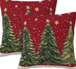 Throw Pillow Covers Christmas Tree Pillow Covers 18x18 Inch Set of 2 Christmas Throw Pillows Decorative Pillow Cases Cushion Covers for Bedroom Livingroom Sofa Farm House