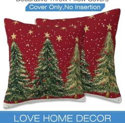Throw Pillow Covers Christmas Tree Pillow Covers 18x18 Inch Set of 2 Christmas Throw Pillows Decorative Pillow Cases Cushion Covers for Bedroom Livingroom Sofa Farm House