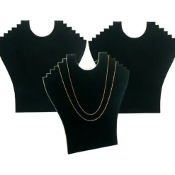 3 6 Tier Black Flocked Cardboard Necklace Chain Display Bust Easels