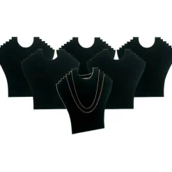 6 6 Tier Black Flocked Cardboard Necklace Chain Display Bust Easels