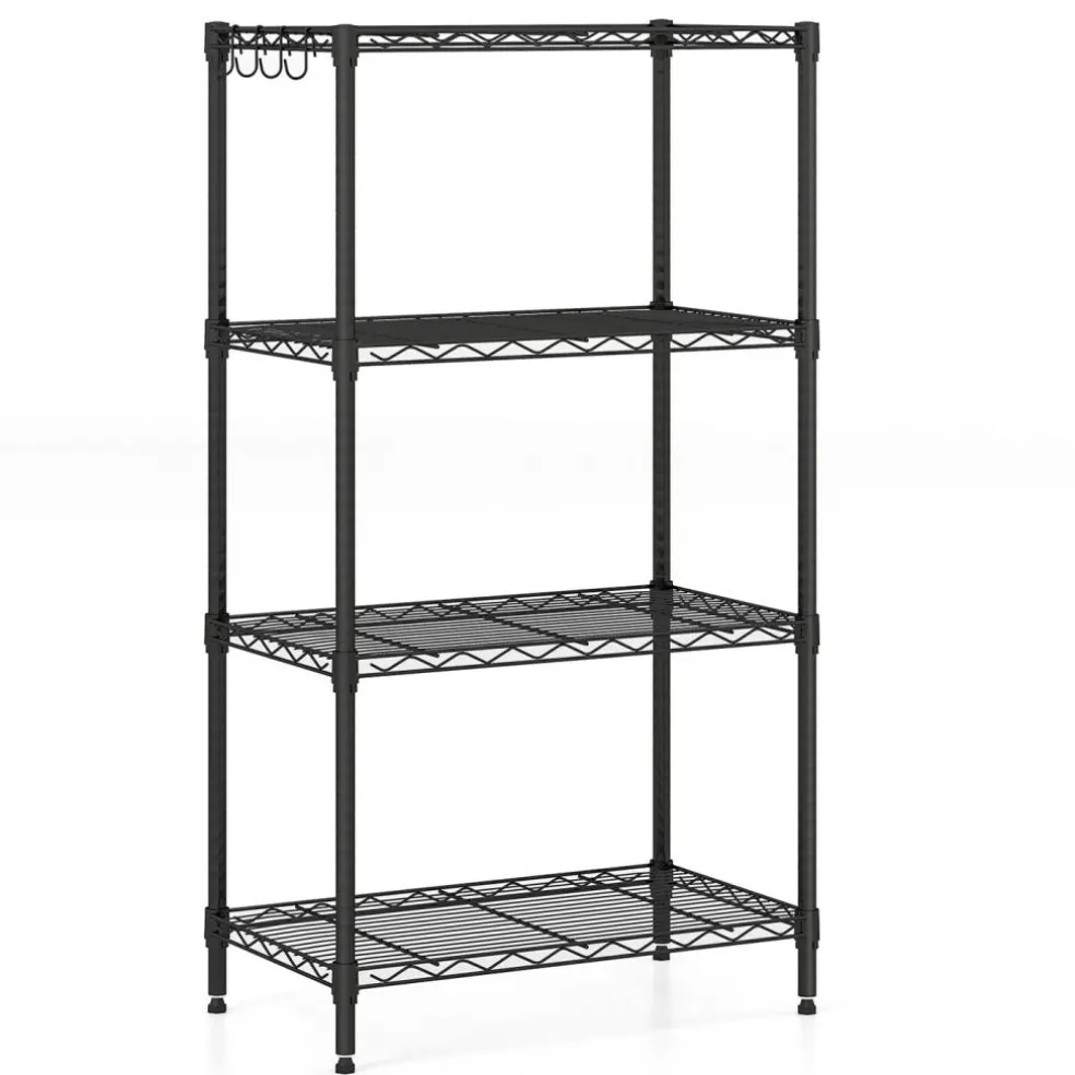 4-Tier Heavy Duty Metal Shelving Unit Adjustable Wire Rack 600 lbs Black